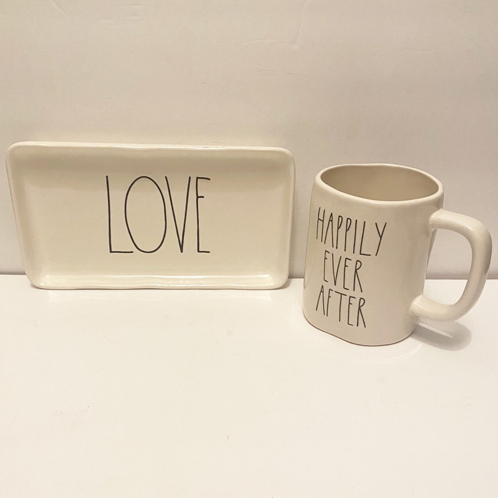 Rae Dunn Happy Ever After Mug and Love Tray